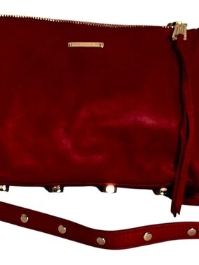 Rebecca Minkoff Red Leather MAC Crossbody Bag Gold Chain Strap Multi Zip Tassel